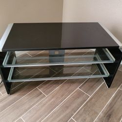 Black TV Stand With Glass Shelves