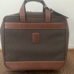 LONGCHAMP Leather&Canva Rolling Carry On & computer Bag  