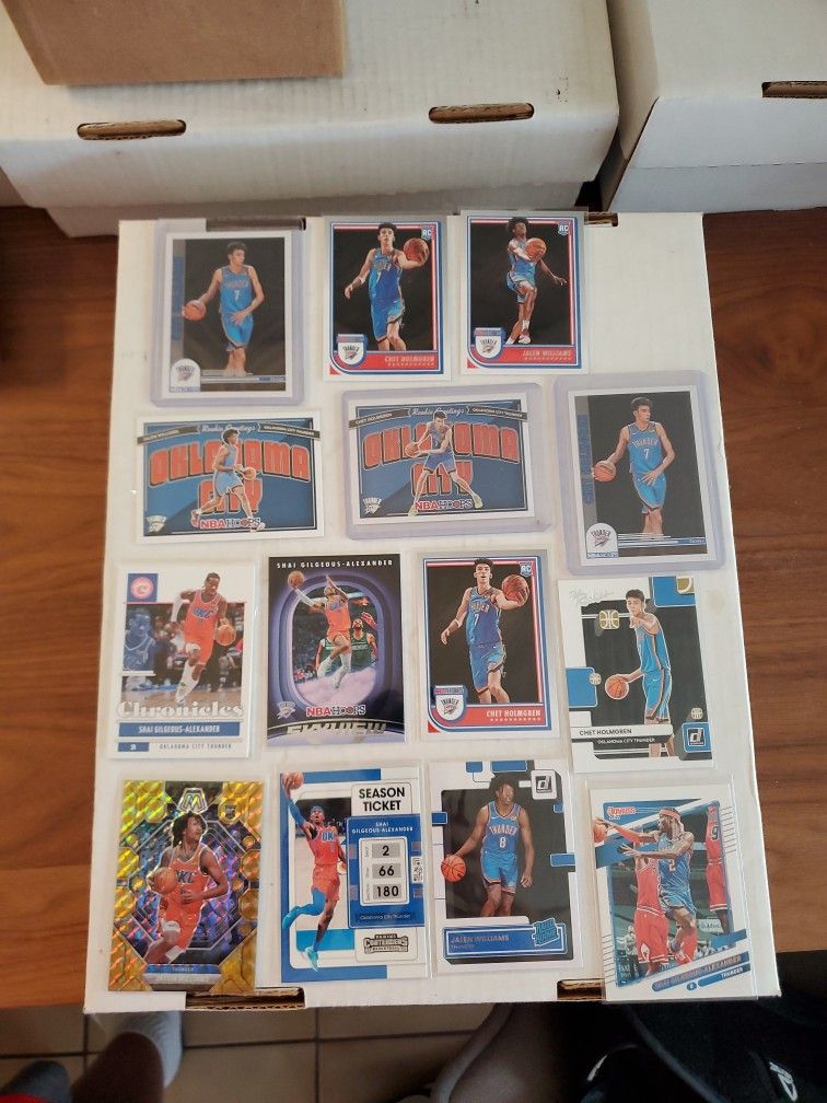 Oklahoma City THUNDER Rookies And Stars Chet Holmgren RC Rookies, Jalen Williams RC GOLD Prizm Refractor, SGA Shai