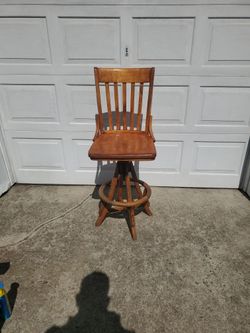 Antique Oak Hand Carved Drafters Chair