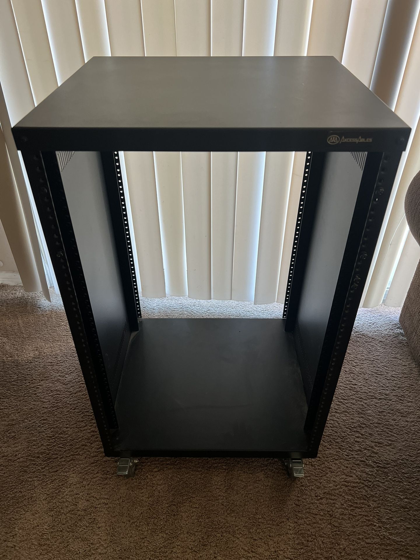 AxcessAbles 16U 19-Inch AV Rolling Equipment Rack Cabinet With Locking Wheels