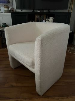 Cream Boucle Barrel Accent Chair