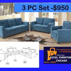 FREE DELIVERY💥Brand New 💥3PC Sofa, Loveseat, Chair Set 