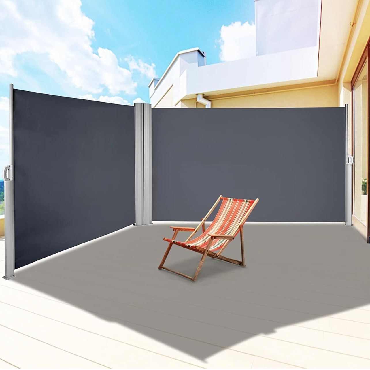 Retractable Side Awning, 5×20ft  Full Aluminum Rust-Proof Patio Sunshine Screen