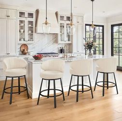 4 Swivel Bar Stools for kitchen island, new in box. Linen