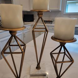3 Candle Sticks .. Marble base