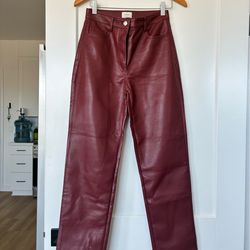 Aritzia Red Leather Pants