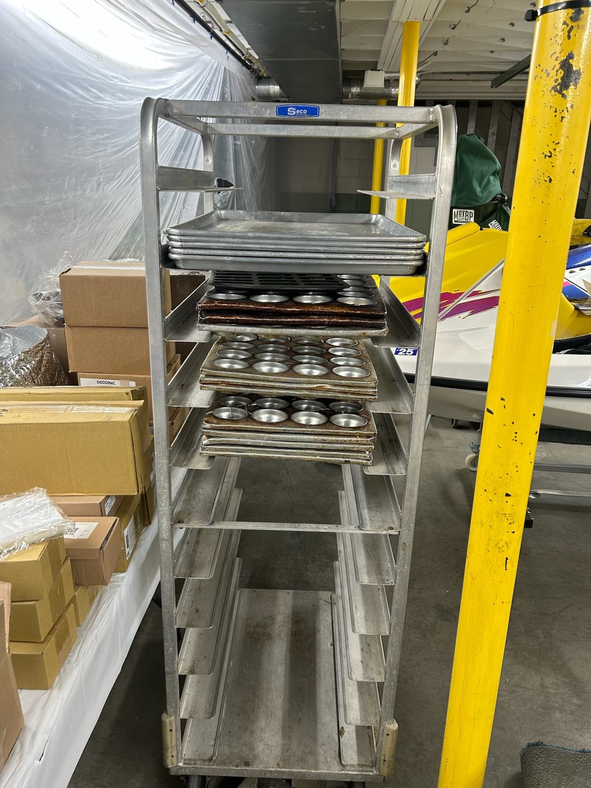 Bakery Cooling Rack, Sink, Refrigerator, Lots of bakery Supplies