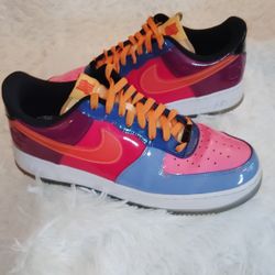 Men's Air Force 1 Low Multi Color Patent Leather Nike Logo Rubber Outsole SZ:10.5