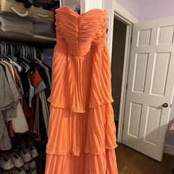 Pink/orange Tiered Ruffle Dress