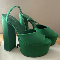 Green Platform Heels
