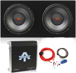 JBL bass package deal WITH INSTALLATION. 2 JBL 12” with box and amplifier