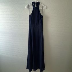 Navy Blue Halter Neck Maxi Dress