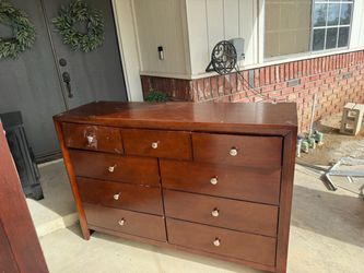 Dark Cherry Wood 9-Drawer Dresser