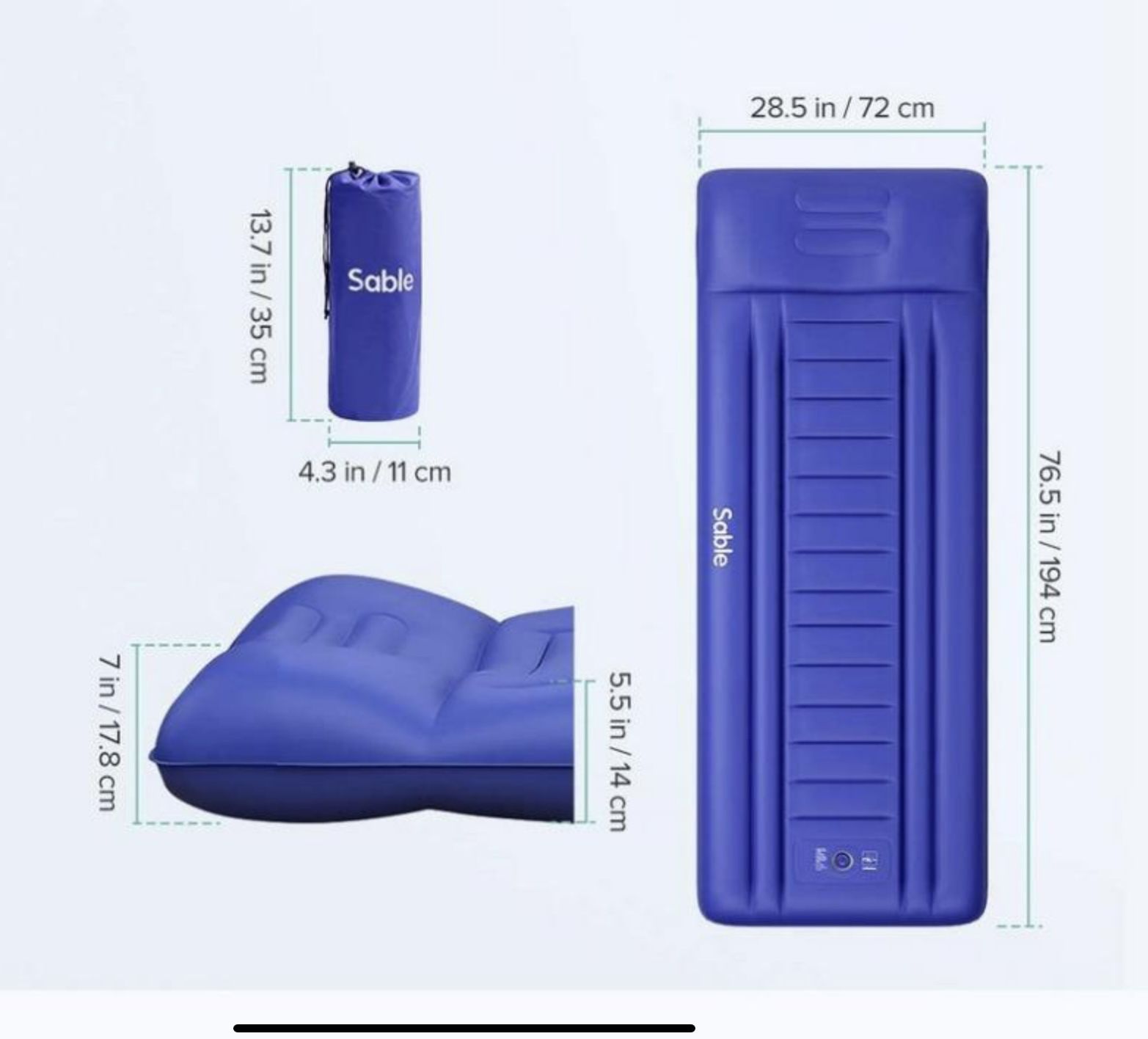 Air Mattress Sleeping Pad! Repair Kit! Carry Bag! Easy Inflation (NEW IN THE BAG) AIR-PUMP NOT Necessary