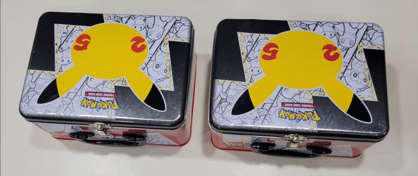 Pokemon Chest Tin Lunchbox Pikachu Celebrations 25th Anniversary TWO