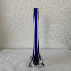 Cobalt Blue Murano Style Vase, 12”tall