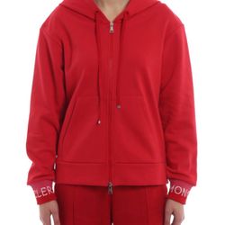 Red Moncler Zip Up Hoodie 