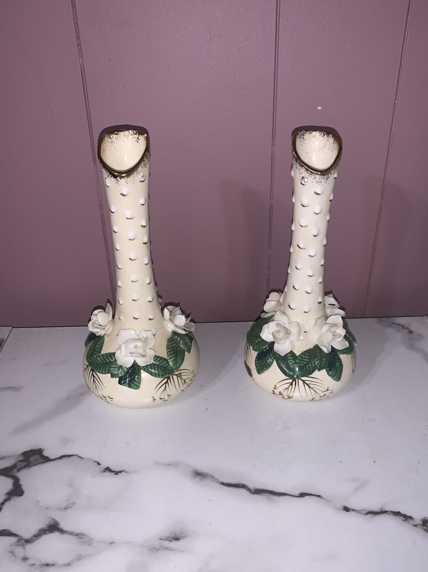 Pair of Vintage Bone China Vases