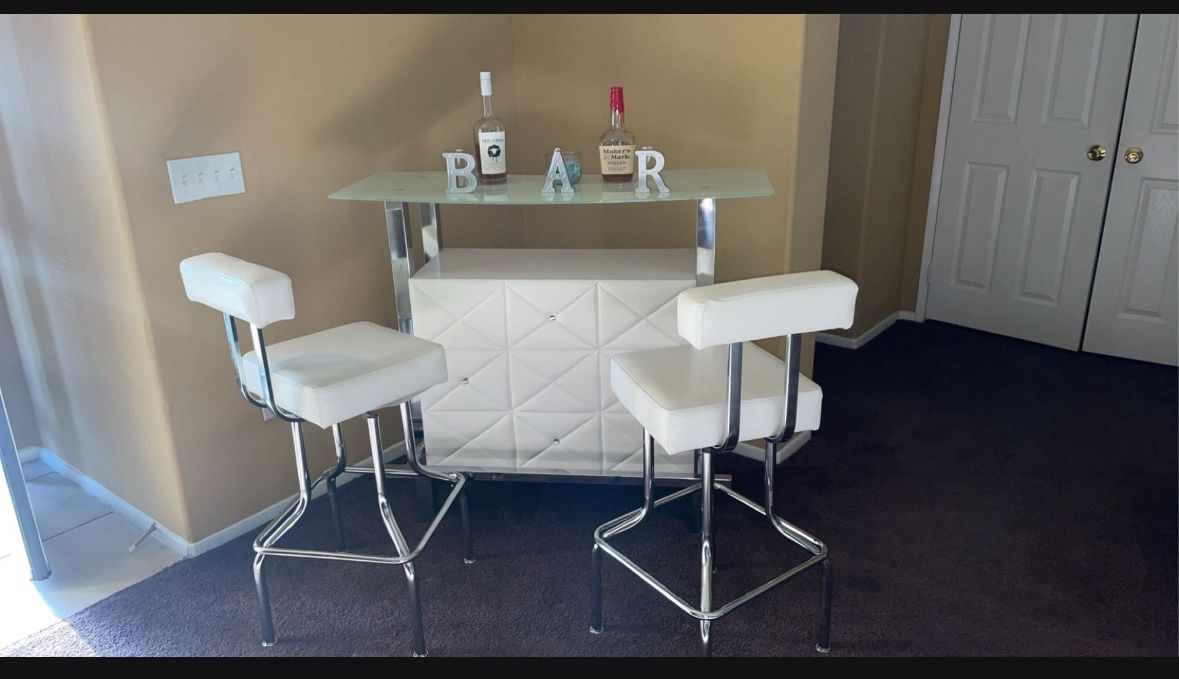 corner bar table and stools set