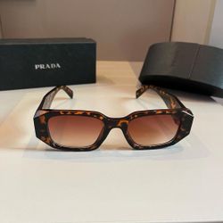 Prada Symbole Rectangle Sunglasses | Caramel Beige Colorway