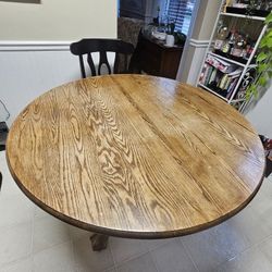 48 In Solid Oak Round Table Claw Feet With 2 Leaves Vintage $225 OBO