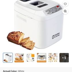 Kitchen in the Box 2lb Bread Maker with Auto Fruit Nut Dispenser, 12-in-1 Gluten-Free Bread Machine, 13H Delay Timer, Nonstick Pan, Keep Warm, White