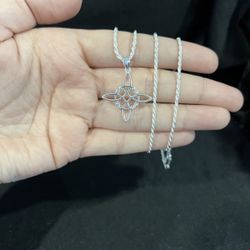 925 Sterling Silver Nudo de Bruja Witches Knot Celtic Star & Rope Chain 