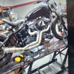 2" Stainless Steel 2 Into 1 Exhaust Pipe Street Bob Harley Davidson FXBB