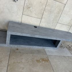 Bowery Hill Modern 60" Asymmetrical Wall Mounted Wood Media Console - Stone Gray