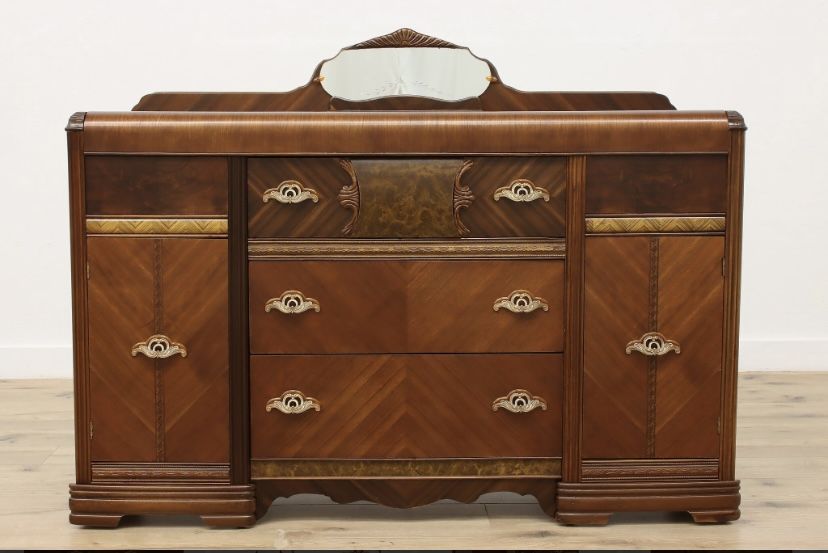 Vintage Antique Art Deco Console Sideboard Buffet Cabinet