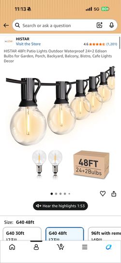 Outdoor lights 48 foot sparkling, like new