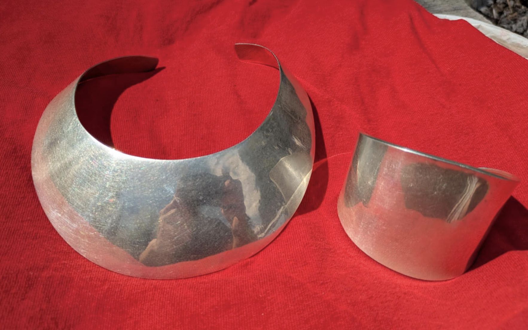 Sterling Silver Cuff Necklace And Cuff Bracelet Set