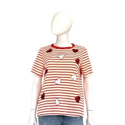 PEACH LOVE CALIFORNIA short Sleeve Sequin Heart Top Sz Medium 