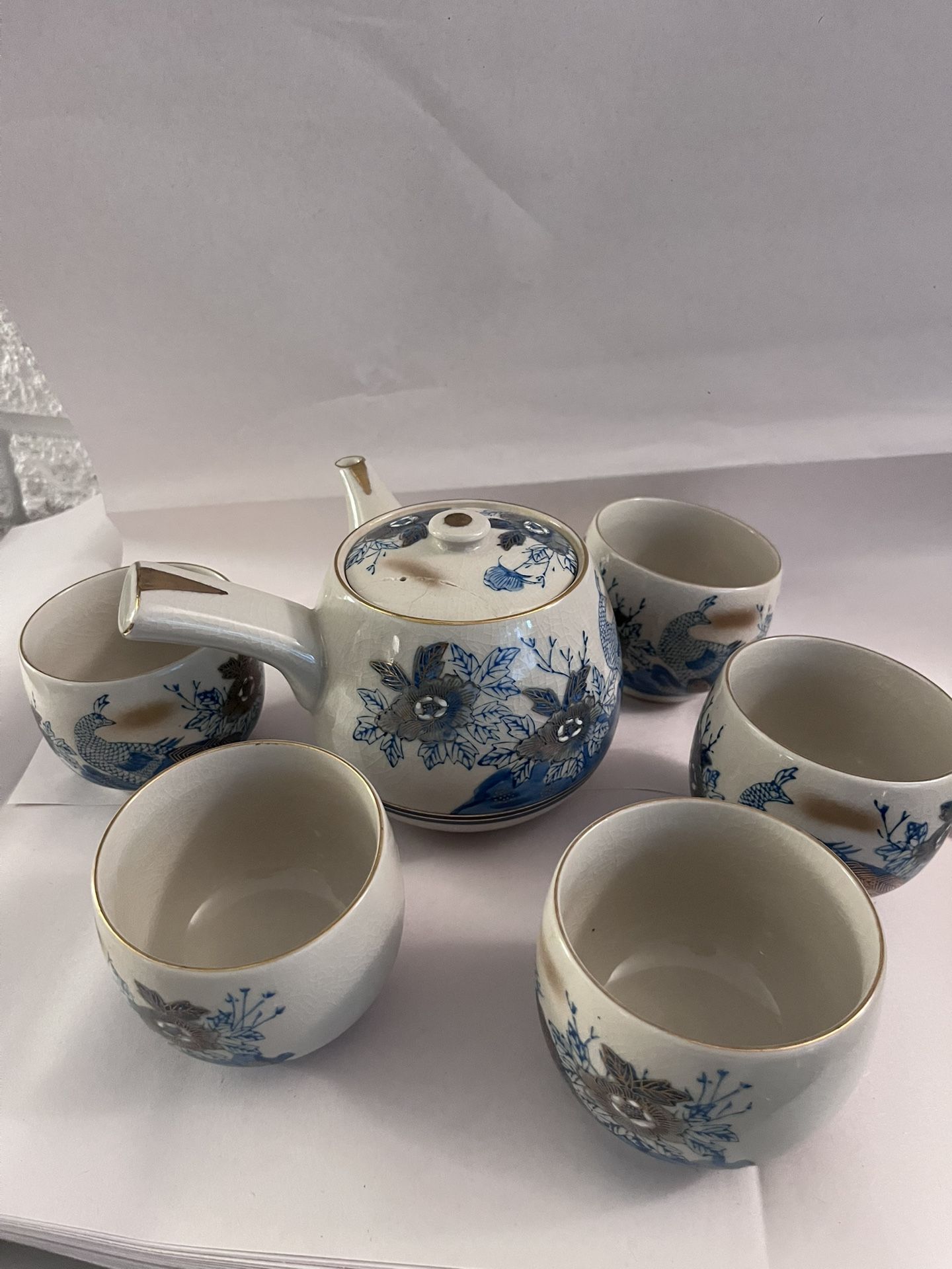 1980s Kutani Japanese Tea Set