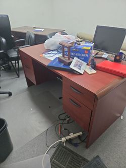 Cherry Wood Office Desk with Drawers