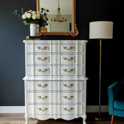 Thomasville Dresser – Vintage French Provincial | White & Gold | Delivery Available
