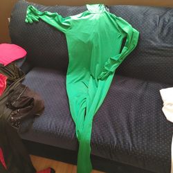 Halloween Costume. Green Head To Toe Bodysuit