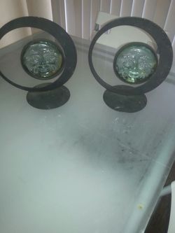 Iron Moon face Candle holders