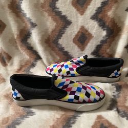 Mudd slip on checkered color canvas style shoes Size 8