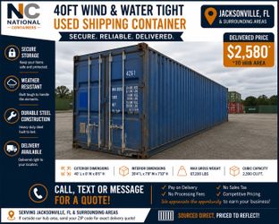 40FT Wind & Watertight Shipping Container – Jacksonville, FL – Delivered $2,580