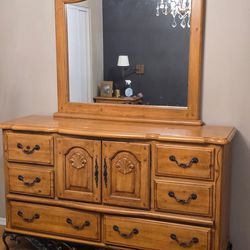 Solid Wood Dresser + Mirror