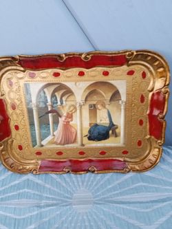 Vintage, Gorgeous Wooden Tray. Gold gilded.
