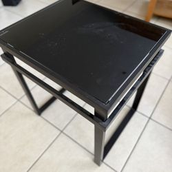 Black Glass Side Table / Nightstand – Modern 