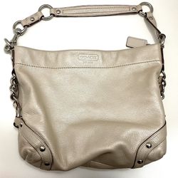 COACH Carly Pebbled Cream/Silver Handbag L1073-F15251