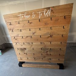 Wooden Wall with hooks