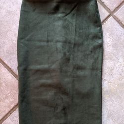 Xs Green Faux Suede Pencil Skirt 