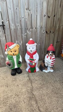 Set of 3 Christmas Holiday Figurines