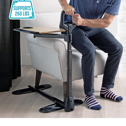 Able Life Tray Table, Adjustable Bamboo TV and Laptop Desk with Ergonomic Stand Assist Safety Handle, Independent Living Aid