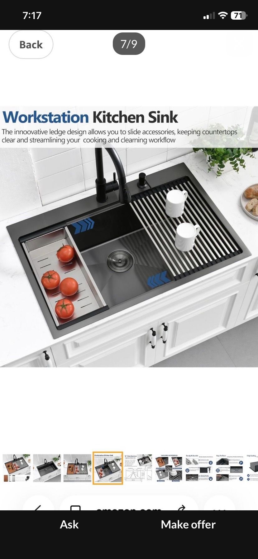 33x22inch kitchen stainless steel sink in a black diamond finish